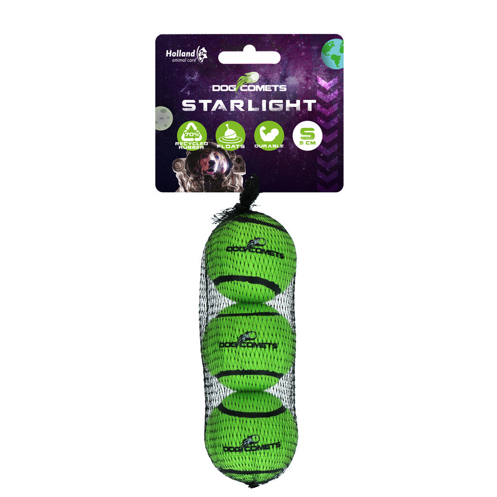 Dog Comets Starlight Tennisball S Grün (3-pack)