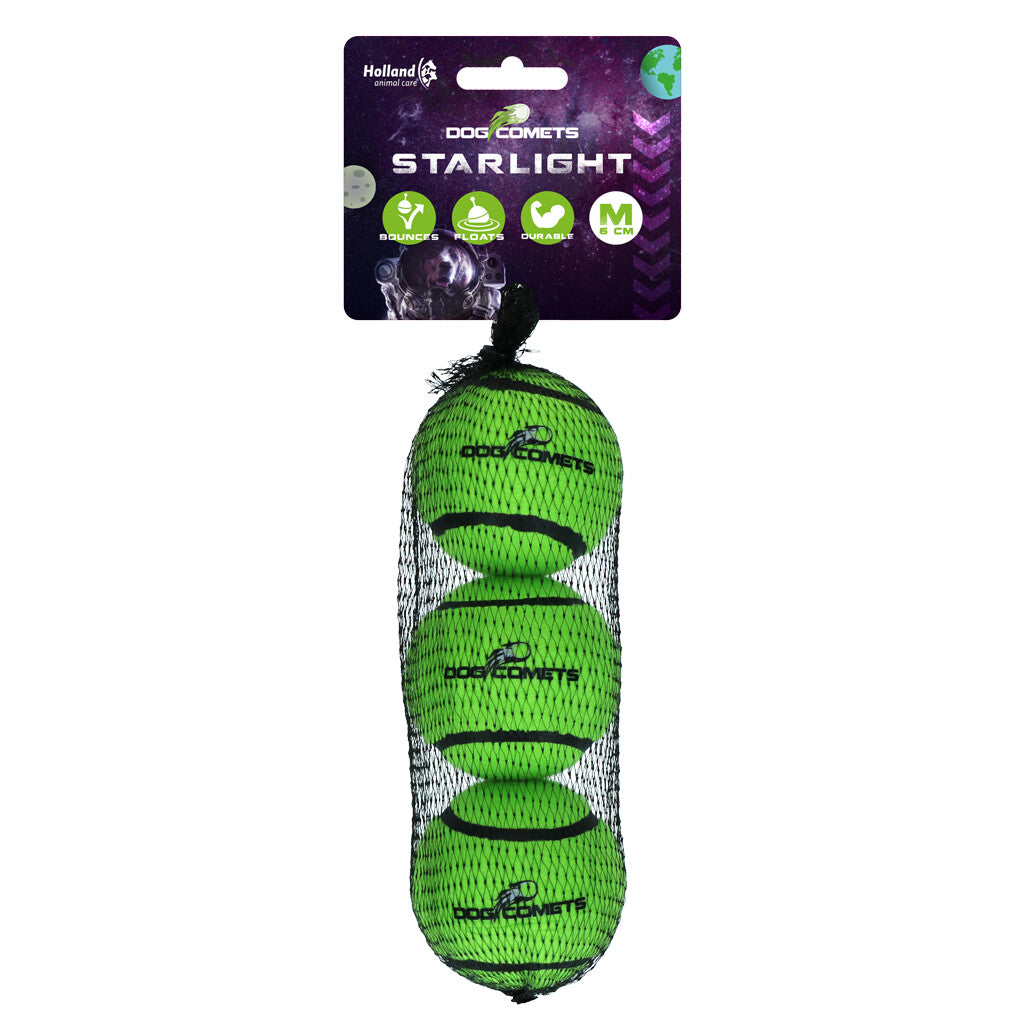 Dog Comets Starlight Tennisball M Grün (3-Pack)
