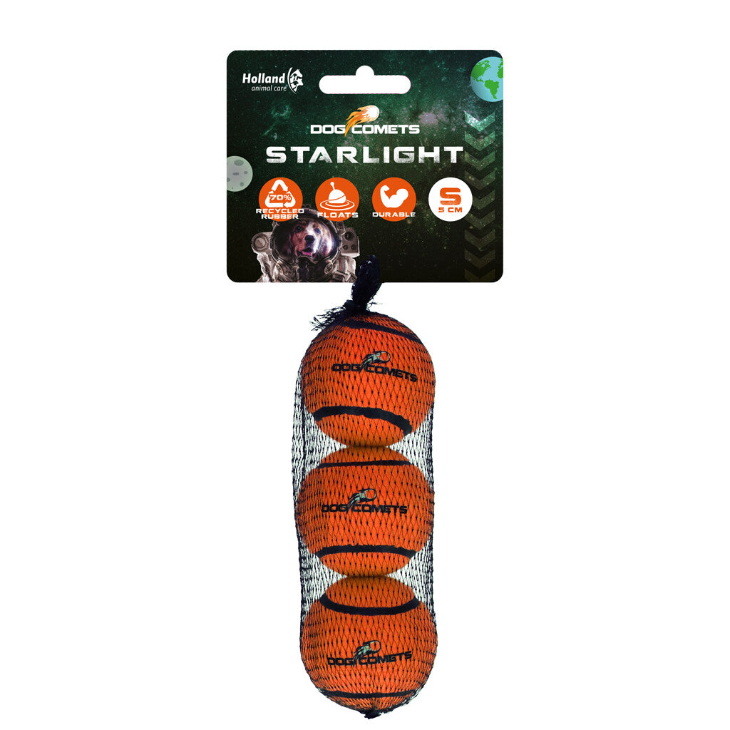 Dog Comets Starlight Tennisball S Orange (3-pack)