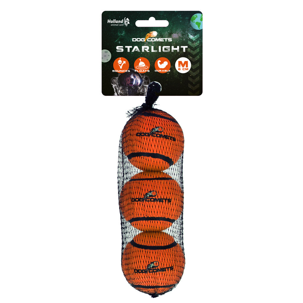 Dog Comets Starlight Tennisball M Orange (3-Pack)