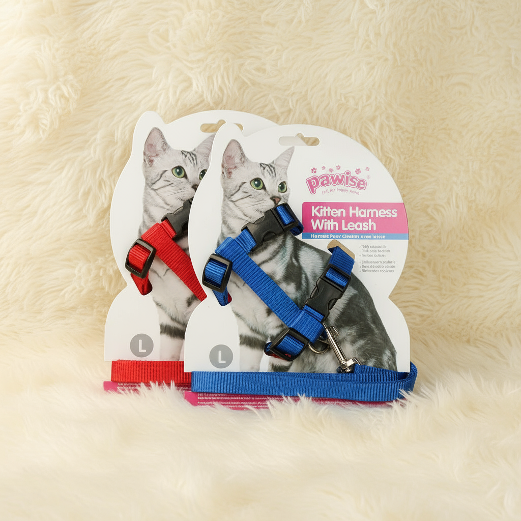 Pawise Kitten Harness With Leash Red/Blue