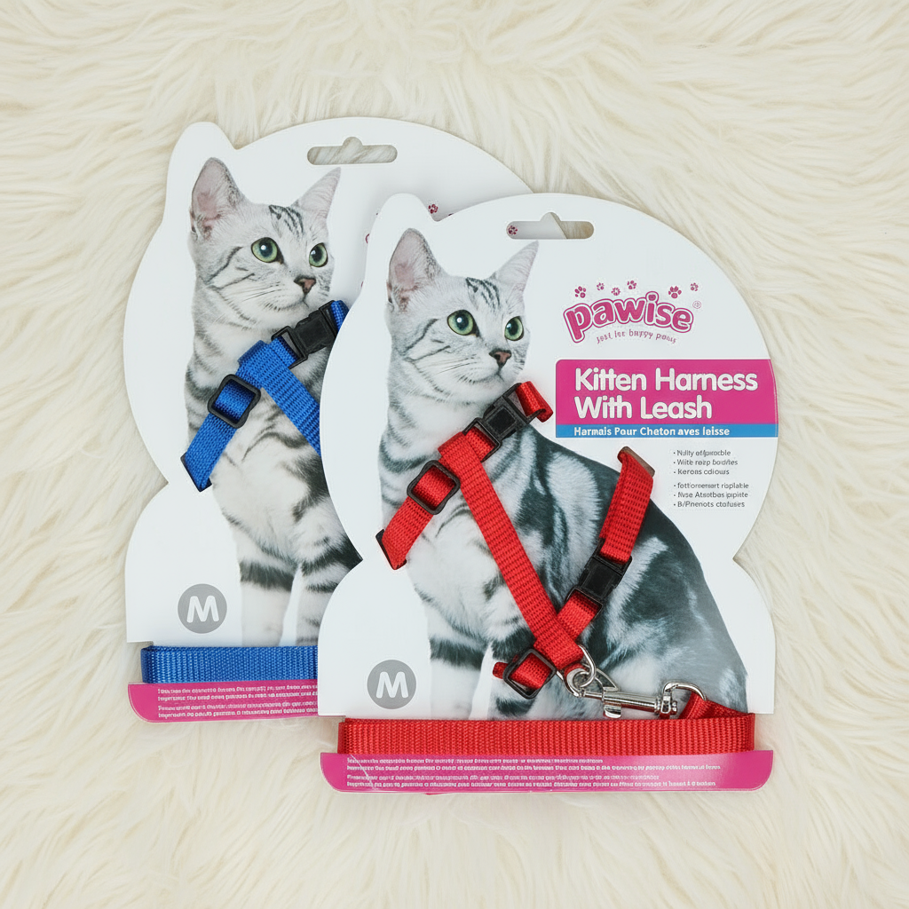 Pawise Kitten Harness With Leash Red/Blue