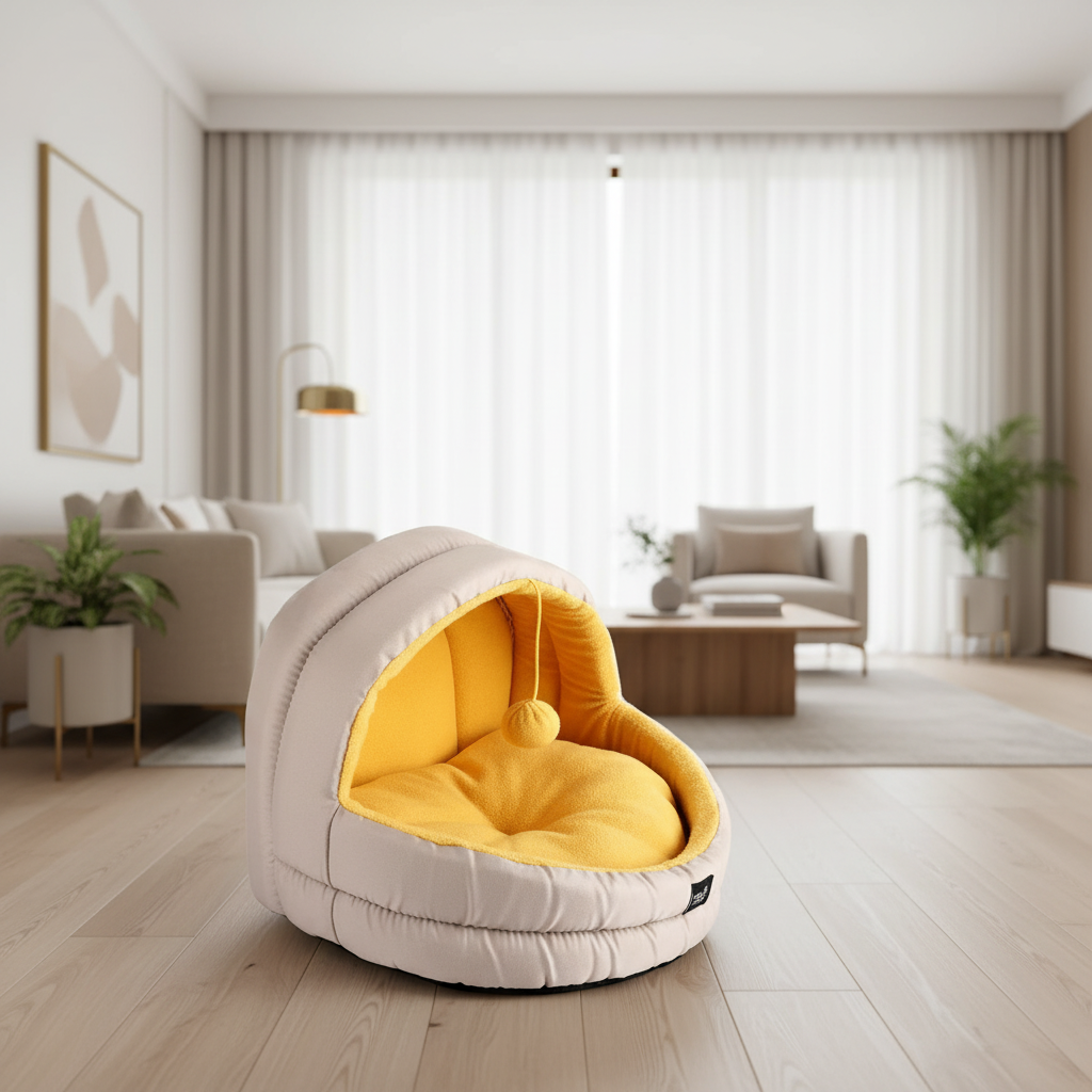 Minus One Hideaway Cat Cave Yellow